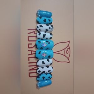 Handmade cow print acrylic nail